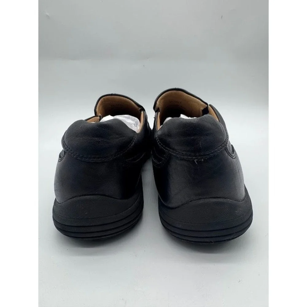 Johnston & Murphy XC4 Mens Black Leather Slip On‎ Loafers Square Moc Toe Shoes